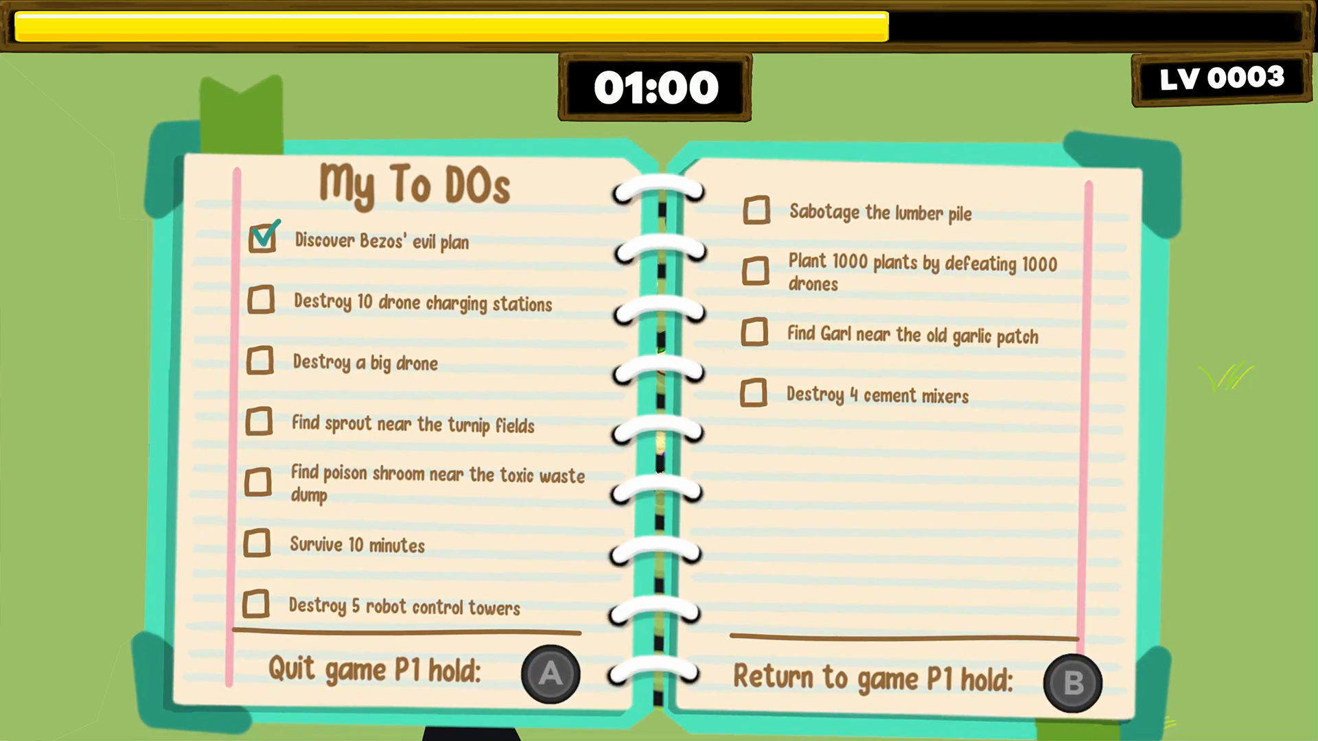 Hardcore Cottagecore Journal showing quests available to complete